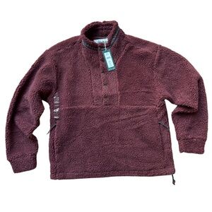 NWT Alpine Design Women's 1/4 Snap Sherpa Pullover - S - Dark Auburn